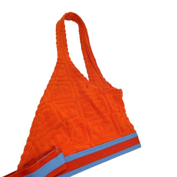 CHANEL Vintage 02S CC Logo Swimsuit Bikini #36 Swimwear Orange Nylon [102707] - Picture 9 of 13